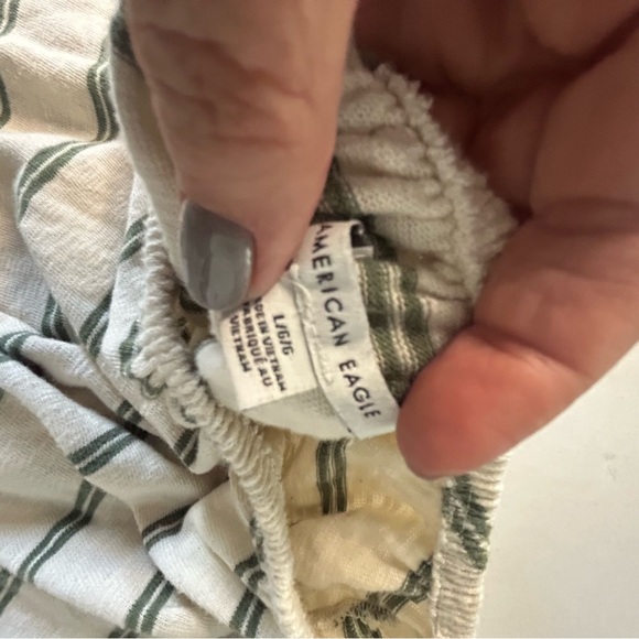 American Eagle Outfitters Off-Shoulder Striped Mini Dress - Cream and Black - Picture 3 of 4